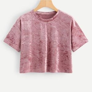 Velvet Drop Shoulder Crop Tee